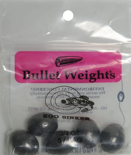 BULLET WEIGHTS EGG SINKERS 3/4 OZ. 5 PC EG6