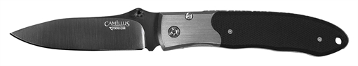 Camillus Pristine 3" Folding Drop Point Plain Black VG-10 Carbonitride Titanium Blade, Black/Silver G10/SS Handle 18671