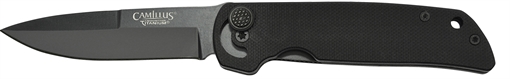 Camillus Cuda Mini 3" Folding Drop Point Plain Black Carbonitride Titanium AUS-8A SS Blade, Black Textured G10 Handle 19637