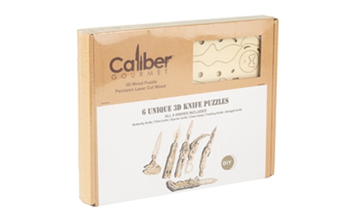 Caliber Gourmet Wood Knife Puzzles, 6 Pack, Brown CBG-PZ-03K CBGPZ03K
