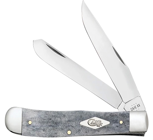 Case Jack Medium Folding Clip Point/Pen Plain Mirror Polished Tru-Sharp SS Blade/ Smooth Gray Bone Handle 34206