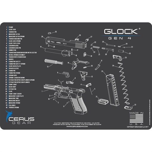 Cerus Gear 12x17 Glock G4 Schematic Promat - Gray HM-GLK-G4-SCH-GRY