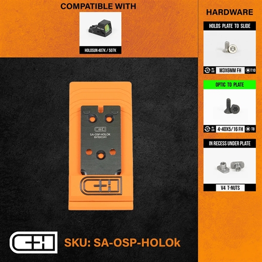 C&H Precision XD OSP, Optic Mounting Plate, Fits Springfield Armory XDM to Holosun 407K/507K, Anodized Finish, Black SA-OSP-HOLOk