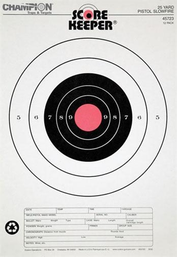 Champion Scorekeeper Targets Fluorescent Orange Bull - 25 yd. Pistol Slow Fire 100/Pack 45753