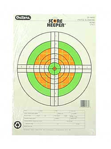 Champion Traps & Targets Fluorescent Orange/Green Bullseye Scorekeeper Target, 25 Yard Pistol Slow Fire, 12 Pack 0766838 45760