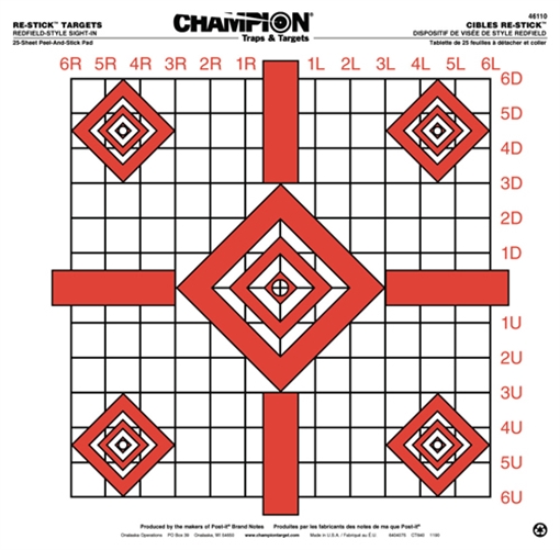 Champion ReStick Targets Redfield-Style Precision Sight-In 16" X 15.75" 25/page 46110