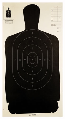 Champion Targets Law Enforcement Silhouette B-27 Hanging Paper Target Black/White 100 Per Pack 40727
