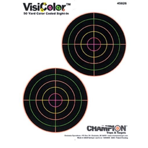 Champion Targets VisiColor 5" Double Bullseye Paper Self-Adhesive 8.50" x 11" Multi-Color 10 Pack 45826