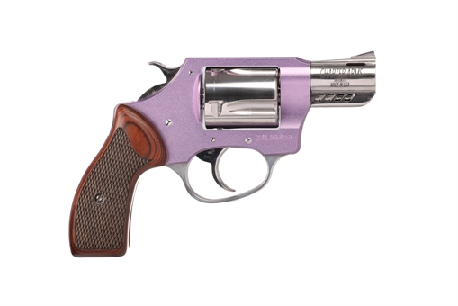 Charter Arms Coyote, Revolver, 380 ACP, 2" Ported Barrel, Aluminum Frame, High-Polish Finish, Lavender, Rosewood Checkered Grips, Fixed Sights, 5 Rounds, Includes 2 Moon Clips 53804
