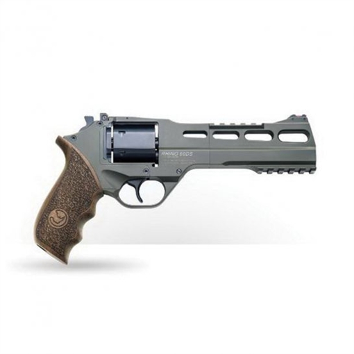 Chiappa Firearms Rhino 60DS Revolver, Double Action/Single Action, 357 Magnum, 6" Barrel, Alloy, Olive Drab Green, Walnut Grips, Fiber Optic Front Sight, Adjustable Rear Sight, 6 Rounds, 3 Moon Clips 340.282