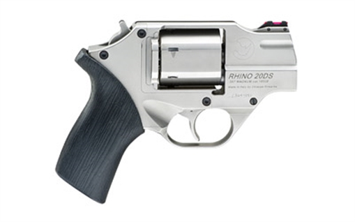 Chiappa Firearms Rhino 200DS Revolver, Double Action/Single Action, 357 Magnum/38 Special, 2" Barrel, Alloy, Nickel Finish, Rubber Grips, 6 Rounds, Includes Leather Holster and 3 Moon Clips CF340.218