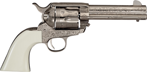 CIMARRON FIREARMS 45LC PW FS 4.75" ENGRAVED NICKEL/IVORY MELDRUM