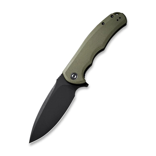 Civivi Knives Praxis 3.75" Folding Plain Black Stonewashed 9Cr18MoV SS Blade, OD Green Textured G10 Handle C803F