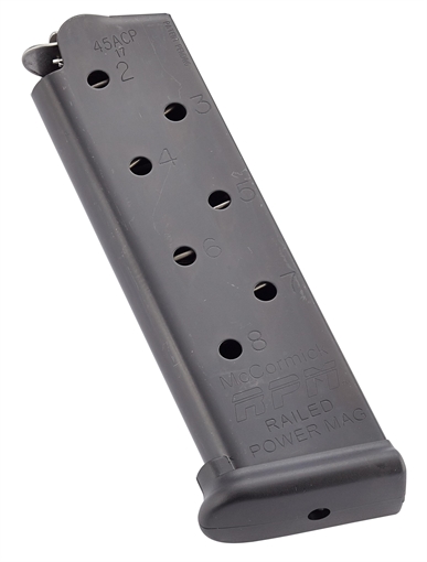 CMC Products Magazine, Railed Power Mag (RPM), 45ACP, 8 Rounds, Fits 1911, Stainless, Black M-RPM-45FS8-B MRPM45FS8B