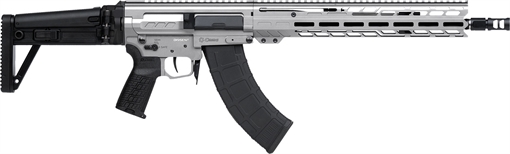 CMMG DISSENT MK47, Semi-automatic Rifle, 7.62X39mm, 14.3" Medium Taper Barrel, 16.1" OAL with Pinned and Welded ZEROED SVD Muzzle Brake, Cerakote Finish, Titanium, Free Float M-LOK Handguard, DISSENT Side Folding Stock, Manual Safety, 30 Rounds, 2 Magazine
