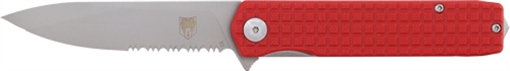 COBRATEC MEDIUM CAYDEN 3.25" RED/SS D2 SERRATED BLADE MCTCAYDENRDDS