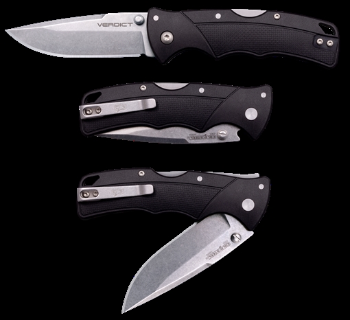 Cold Steel Verdict EDC 3" Tanto Plain Folding 4116 Krupp SS Blade, Black Textured GFN Handle CSFLC3SPSSZ