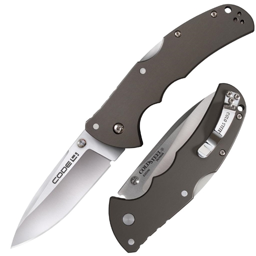 Cold Steel Code-4 Spear Point Lockback Knife Gray - 3-1/2" Blade Satin CS-58PS
