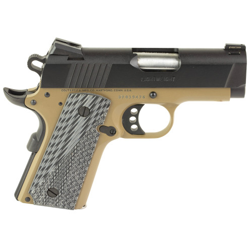 Colt Defender 1911 FDE 45 ACP, 3" Barrel, Flat Dark Earth Frame, Black Slide, G10 Grip, 7rd