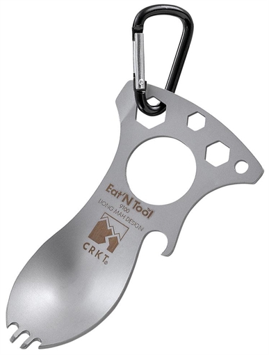 CRKT Eat N Tool - Bead Blast - Spoon Fork Bottle Opener Screwdriver/Pry Tip Metric Wrenches Carabiner 9100C