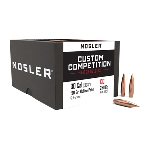 Nosler Custom Competition Bullets .30 cal .308" 190 gr HPBT 250/ct 59156