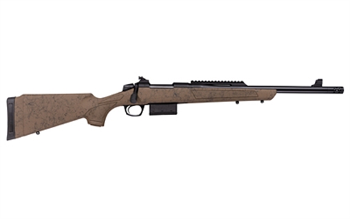 CVA Cascade, SR-80, Bolt Action Rifle, 350 Legend, 18" Barrel, Threaded 5/8x24, Radial Muzzle Brake, Cerakote Finish, Black Barrel and Action, Flat Dark Earth with Black Webbing Stock, 4 Rounds, 1 Magazine, Includes Rear Peep Sight and Adjustable Front Sig
