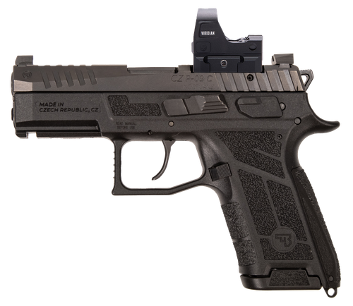 CZ P-09 C Nocturne Compact Optic Package 9mm 3.75" Barrel, Black Polymer Frame w/Picatinny Rail, Interchangeable Backstrap Grip, Viridian RFX-15 Sight, 15 Rd
