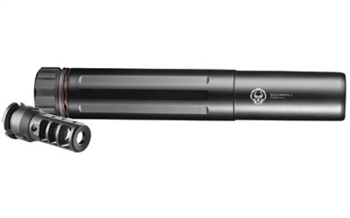 Dead Air Armament Sandman-L, Rifle Suppressor, 5.56MM/7.62MM, Stainless Steel, Cerakote Black Finish, with 5/8x24 Nitrided Muzzle Device SML762