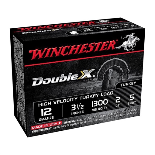 Winchester Ammunition Double X High Velocity, Turkey, 12 Gauge, 3.5", #5, 2oz, Shotshell, 10 Round Box STH12355