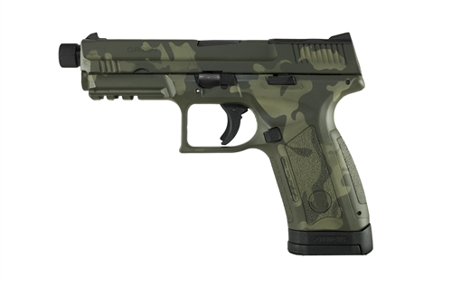 EAA MC9 DISRUPTOR: 9MM STRIKER FIRE OPTICS READY ACESSORY RAIL INTERCHANGABLE BACK STRAP INTEGRAL TRIGGER SAFETY LASER CAMO EXTENDED THREADED BARREL AND PROTECTOR NUT REVERSABLE MAGAZINE RELEASE ODCAM 390365