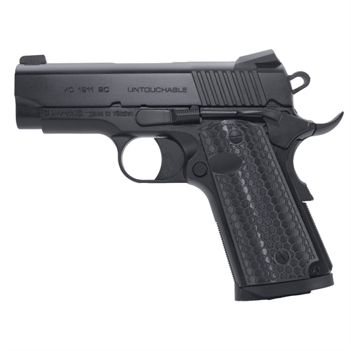 Girsan MC1911SC Untouchable, 1911, Semi-Automatic, Metal Frame Pistol, Officer Size, 45ACP, 3.4" Barrel, Steel, Black, G10 Grips, 3-Dot Sights, Ambidextrous Safety, 6 Rounds, 1 Magazine 392050