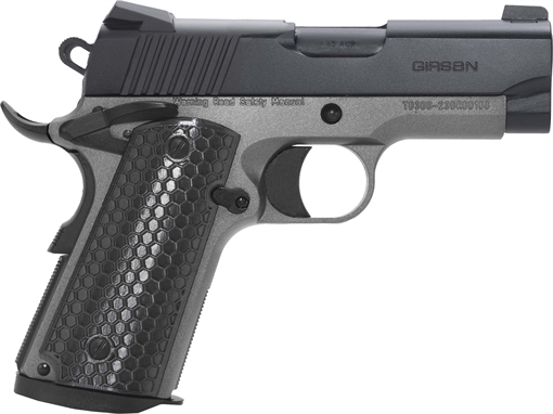 Girsan MC1911SC Untouchable, 1911, Semi-Automatic, Metal Frame Pistol, Officer Size, 45ACP, 3.4" Barrel, Steel, Two Tone Finish, Black and Silver, G10 Grips, 3-Dot Sights, Ambidextrous Safety, 6 Rounds, 1 Magazine 392052