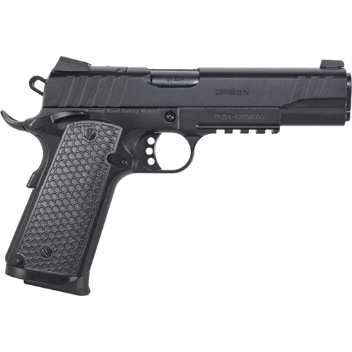 EAA GIRSAN MC1911 S Influencer Full Size 45 ACP 8+1 5" Blued Steel Barrel, Black Optic Ready/Serrated Steel Slide & Frame w/Picatinny Rail & Beavertail, Black Polymer Grip 391047