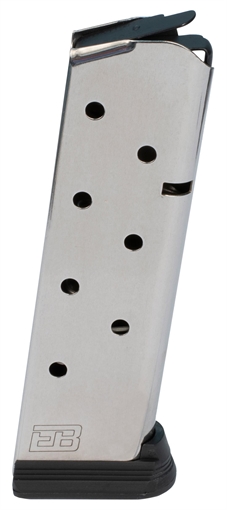 Ed Brown Magazine, 45ACP, 8 Rounds, Fits 1911, Includes Base Pad, Stainless, Silver 848