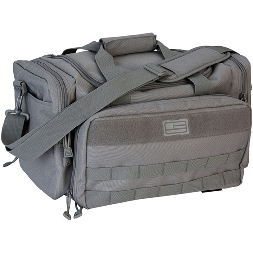Evolution Outdoor Range Bag, Polyester, MOLLE Webbing, Hook and Loop Panel, Large Main Compartment with Multiple Exterior Zipper Compartments, Gray 51314-EV