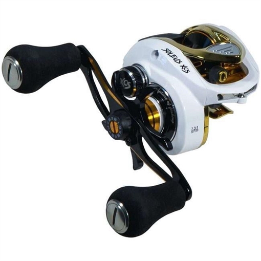 FAVORITE FISHING USA, LLC SOLEUS XCS CASTING REEL WHITE/GOLD XCS 6.6:1 RIGHT SLSW6XR