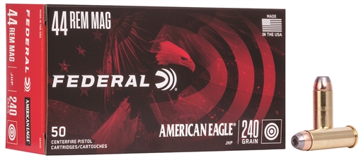 Federal American Eagle Handgun 44RemMag 240gr Jacketed Hollow Point 50 Per Box/20 Case AE44A