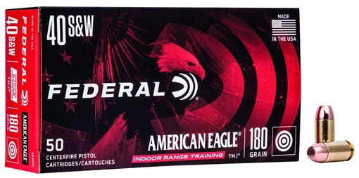 Federal American Eagle Indoor Range Training 40S&W 180gr Total Metal Jacket 50 Per Box/20 Case AE40N1