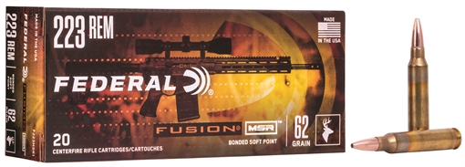 Federal Fusion MSR 223Rem 62gr Bonded Soft Point 20 Per Box/10 Case F223MSR1