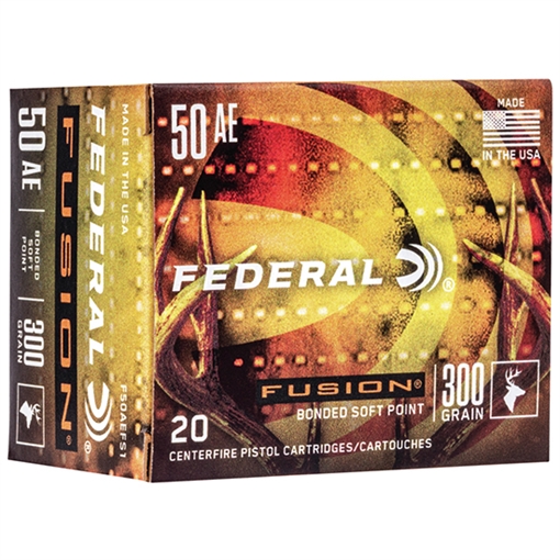 Federal Fusion Handgun 50AE 300gr Fusion Soft Point 20 Per Box/10 Case F50AEFS1