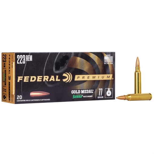Federal Gold Metal Rifle Ammunition .223 Rem 69 gr BTHP 2720 fps 200/ct GM223MCASE