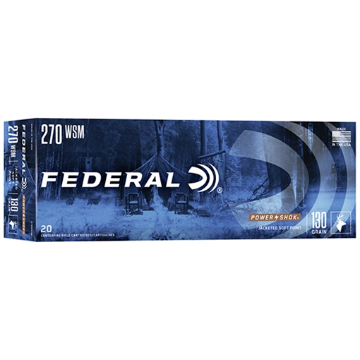 Federal Power-Shok Rifle Ammunition .270 WSM 130 gr SP 3250 fps - 20/ct 270WSME