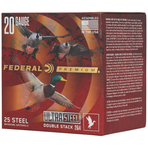 Federal Premium UltraSteel 20 Ga, 3", 1 oz, 2 & 4 Shot, 25rd Box