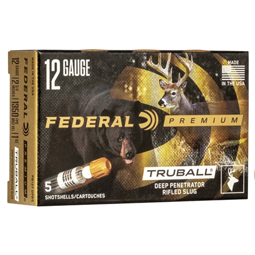 Federal Premium Vital-Shok TruBall Deep Penetrator 12Gauge 2.75" 1oz RifledSlug Shot 5 Per Box/50 Case PB127 DPRS
