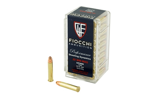Fiocchi Field Dynamics Performance 22WMR 40gr Jacket Hollow Point 50 Per Box/40 Case 22FWMB