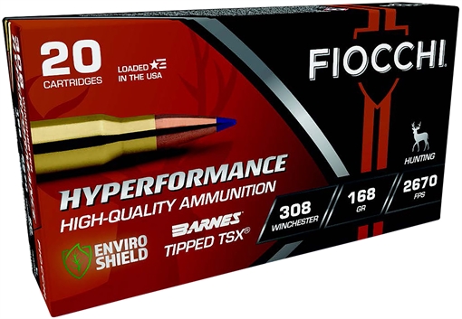 Fiocchi Hyperformance 308Win 168gr Barnes Tipped TSX 20 Per Box/10 Case 308TTSX
