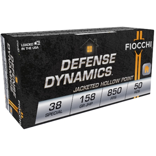 Fiocchi Defense Dynamics 38Special 158gr Jacketed Hollow Point 50 Per Box/20 Case 38B