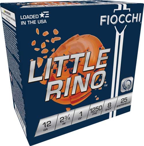 FIOCCHI LITTLE RINO 12GA 2.75" 1OZ #8 1250FPS 250RD CASE 12tx8