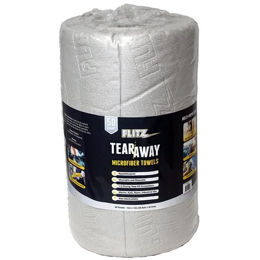 Flitz Tear-Away Microfiber Polishing Cloths 12"x12" Grey 50/ct MC300R