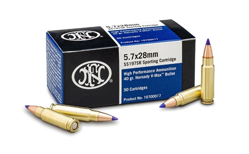 FN Handgun Ammunition 5.7x28mm 40gr V-MAX 1738 fps 500/ct 10700015